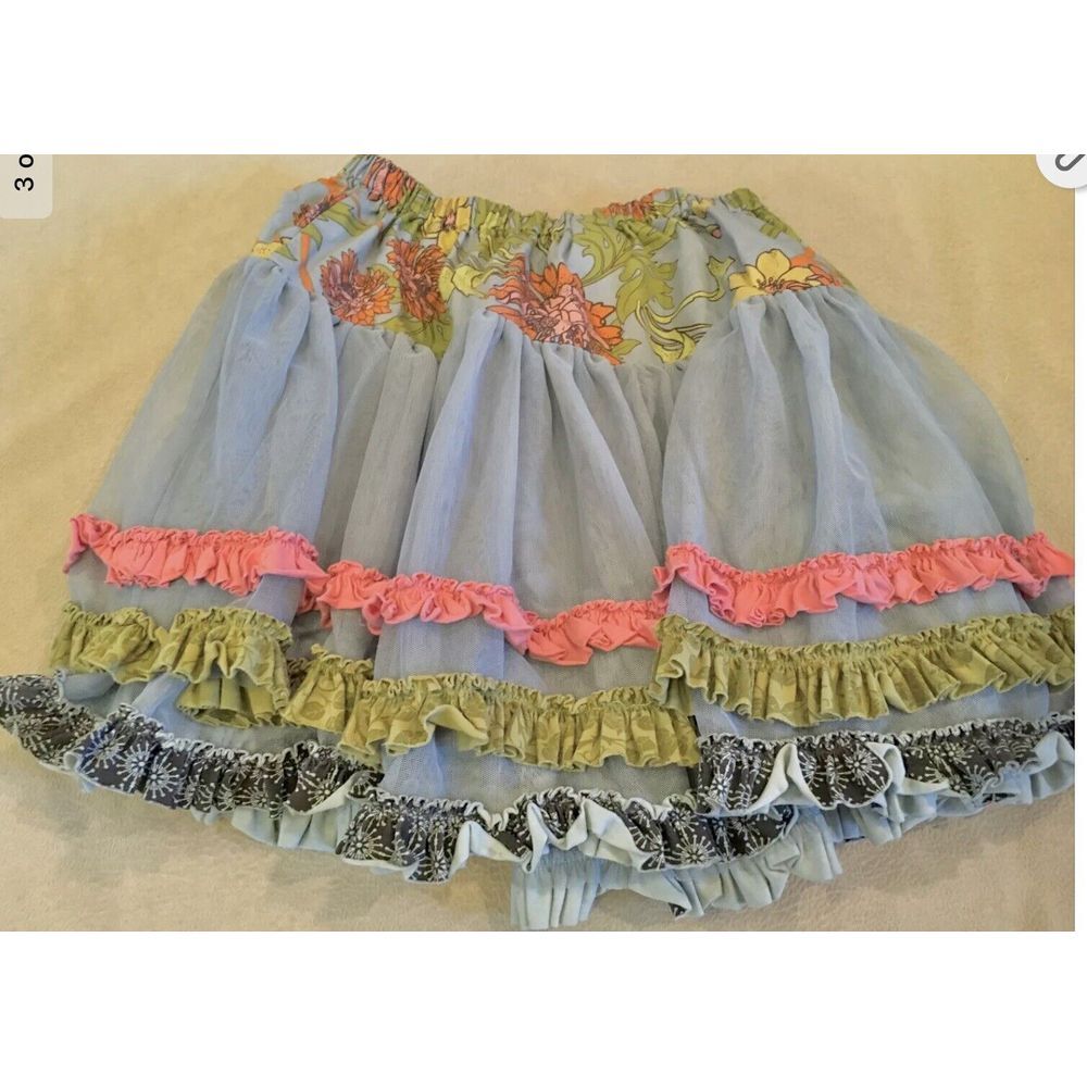 Matilda‎ Jane skirt Jessie Field Trip tulle twirl tutu 10 blue floral ruffles